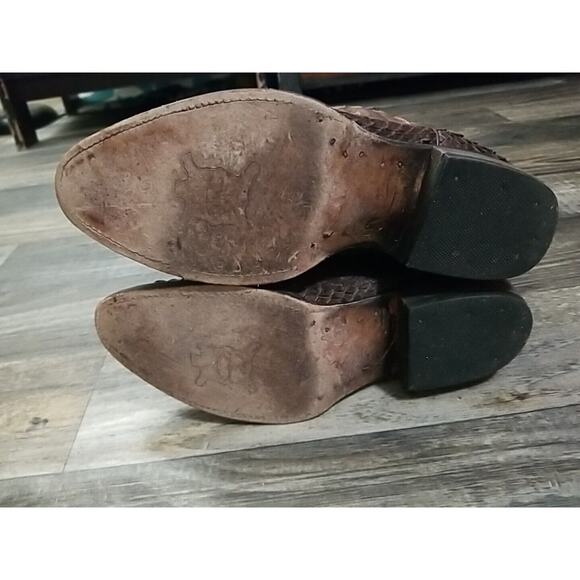 Mens Genuine Python Quality Handcrafted Western Brown Longhorn Boots Size 7